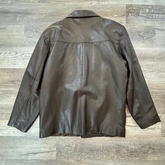 Heeli London Real Leather Jacket XL Brown Button Front Quilted Lined Coat - Picture 4 of 7